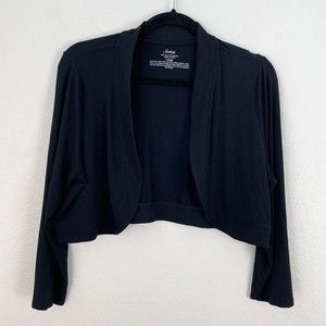 Soma Womens Large Cropped Cardigan Black Open Front Shrug Bolero Stretch